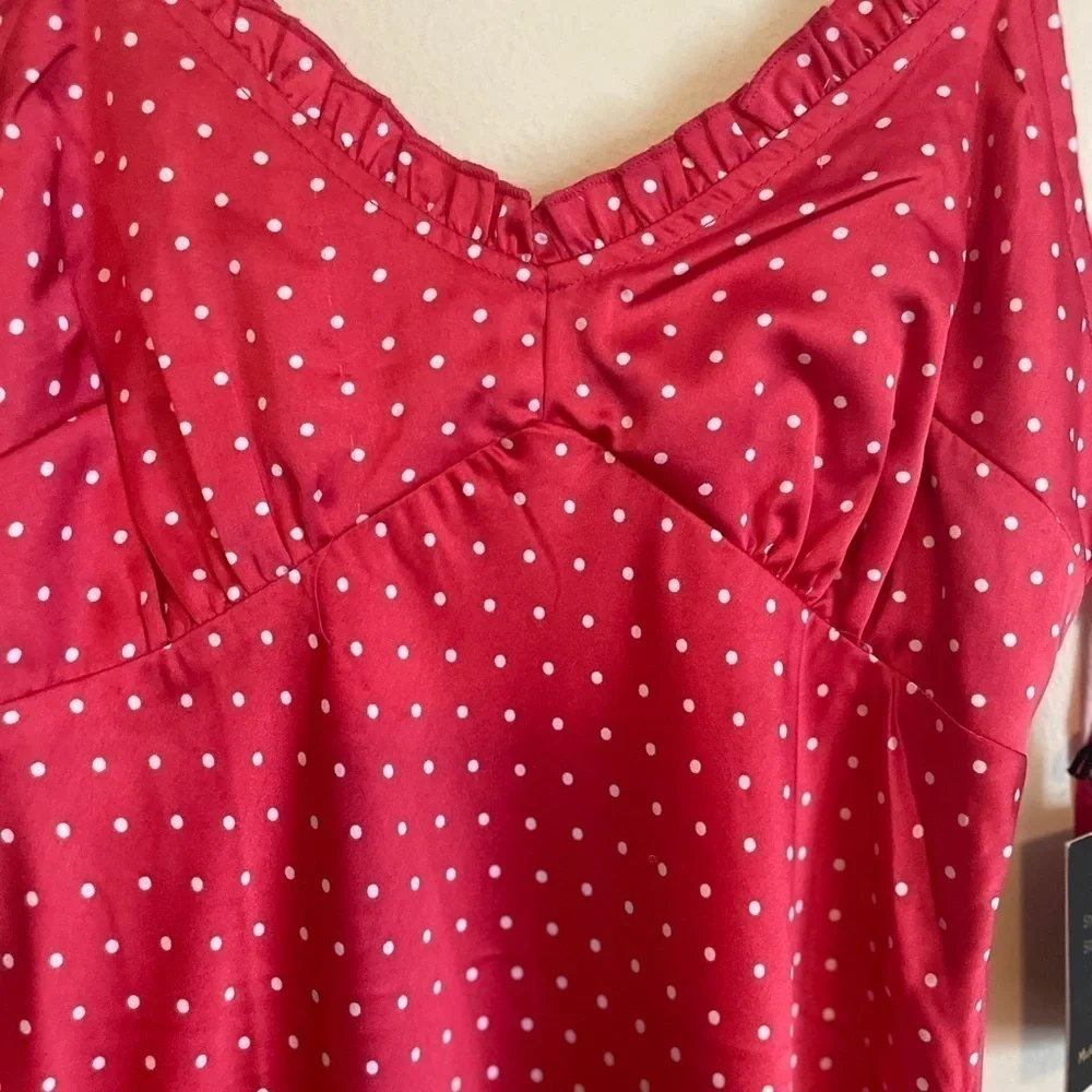 NWT Jopna Red & White Fairycore  Coquette Girl Silky Slip Dress Size Medium - Picture 7 of 11